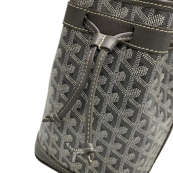 GOYARD Petit Flot Bucket Bag Gray Coated Canvas Leather Shoulder Bag 2338-101424 - Picture 8 of 14